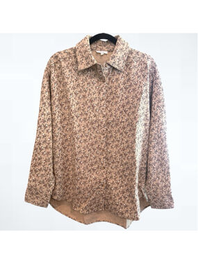 Easel Oversize Cotton Gauze Floral Print Long Sleeve Top Size S
